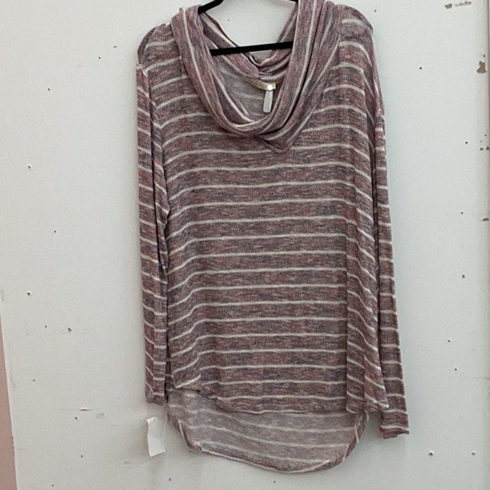 Striped Cowl Neck Sweater